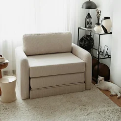 QUITO Fauteuils En Tissu|Fauteuils Convertibles|Fauteuil convertible gris velours côtelé, 1 place