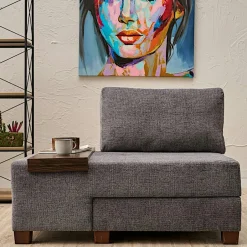 BUZON Fauteuils En Tissu|Fauteuils Convertibles|Fauteuil convertible gris chenille, plateau droit