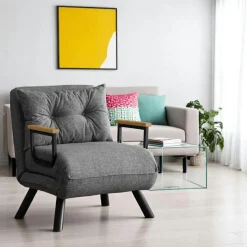 MODI Fauteuils En Tissu|Fauteuils Convertibles|Fauteuil convertible gris clair - coussin assorti