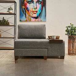 BUZON Fauteuils En Tissu|Fauteuils Convertibles|Fauteuil convertible gris en lin, plateau droit