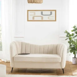 COLOMBUS Fauteuils En Tissu|Fauteuil cosy tissu bouclette écru