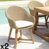MANY Chaises De Jardin|Fauteuil de jardin arrondi résine tressée beige (lot de 2)