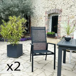 Oslo Chaises De Jardin|Meubles En Aluminium Brafab|Fauteuil de jardin en aluminium avec dossier réglable noir (lot de 2)