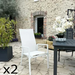 Oslo Chaises De Jardin|Meubles En Aluminium Brafab|Fauteuil de jardin en aluminium avec dossier réglable blanc (lot de 2)