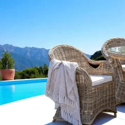 MENDOZA Chaises De Jardin|Fauteuils En Rotin|Fauteuil de jardin en rotin gris avec coussin d'assise