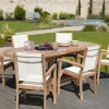 SUMMER Chaises De Jardin|Fauteuil de jardin en teck et textilène couleur ivoire (lot de 2)