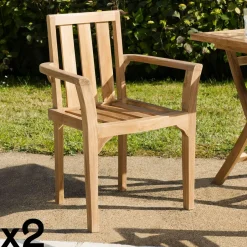 SUMMER Chaises De Jardin|Fauteuil de jardin en teck (lot de 2)