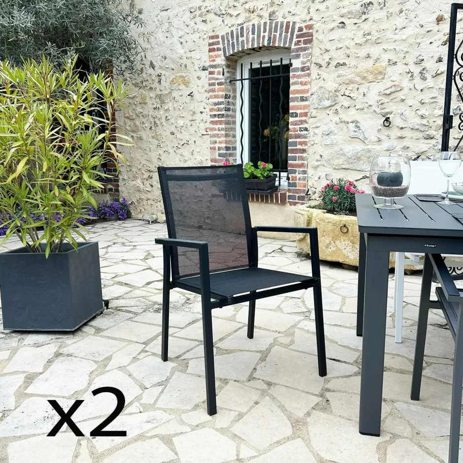 Oslo Chaises De Jardin|Meubles En Aluminium Brafab|Fauteuil de jardin noir en aluminium (lot de 2)