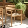 MANY Chaises De Jardin|Fauteuil de jardin teck brut (lot de 2)