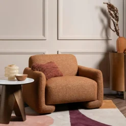 MASSA Fauteuils Vintage|Fauteuils En Tissu|Fauteuil de salon couleur rouille