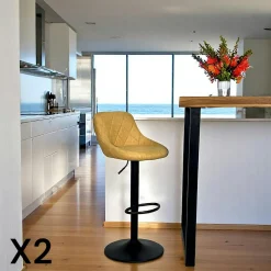 IENA Fauteuils En Tissu|Fauteuil de salon rotatif tissu côtelé camel