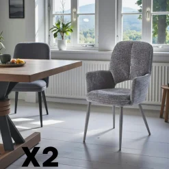 LIGURIE Chaises Contemporaines|Meubles De Cuisine·Chaises|Fauteuil de table beige à dossier ouvert (lot de 2)