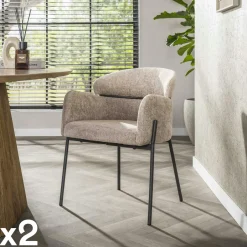 GALWAY Univers Déco·Design Contemporain|Meubles De Cuisine·Chaises|Fauteuil de table beige dossier rond (lot de 2)