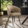 GALWAY Univers Déco·Design Contemporain|Meubles De Cuisine·Chaises|Fauteuil de table beige en bouclette style design (lot de 2)