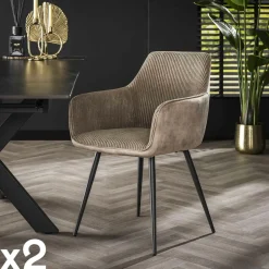 GALWAY Univers Déco·Design Contemporain|Meubles De Cuisine·Chaises|Fauteuil de table beige sable bi-matière (lot de 2)