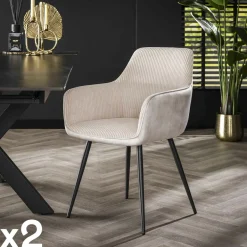 GALWAY Univers Déco·Design Contemporain|Chaises Contemporaines|Fauteuil de table blanc gris bi-matière (lot de 2)