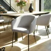 TIM Chaises Contemporaines|Meubles De Cuisine·Chaises|Fauteuil de table contemporain tissu gris clair (lot de 2)