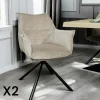 PALERME Chaises Velours|Meubles De Cuisine·Chaises|Fauteuil de table en velours taupe avec retour (lot de 2)