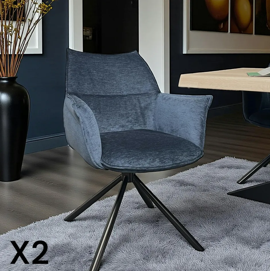 PALERME Chaises Velours|Meubles De Cuisine·Chaises|Fauteuil de table en velours taupe avec retour (lot de 2)