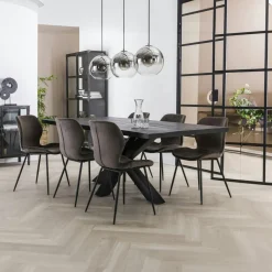 PALERME Chaises Velours|Meubles De Cuisine·Chaises|Fauteuil de table en velours taupe avec retour (lot de 2)