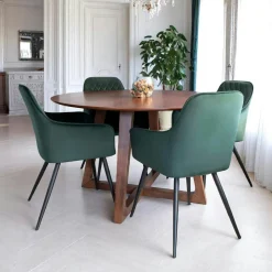 SAVONE Chaises Velours|Chaises Contemporaines|Fauteuil de table en velours vert (lot de 2)