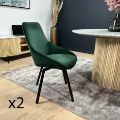 PALERME Meubles De Cuisine·Chaises|Chaises Velours|Fauteuil de table en velours doré avec retour (lot de 2)