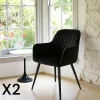 SAVONE Chaises Velours|Chaises Contemporaines|Fauteuil de table en velours noir (lot de 2)