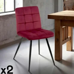 SAVONE Chaises Velours|Chaises Contemporaines|Fauteuil de table en velours noir (lot de 2)