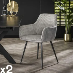 GALWAY Univers Déco·Design Contemporain|Chaises Contemporaines|Fauteuil de table gris bi-matière (lot de 2)