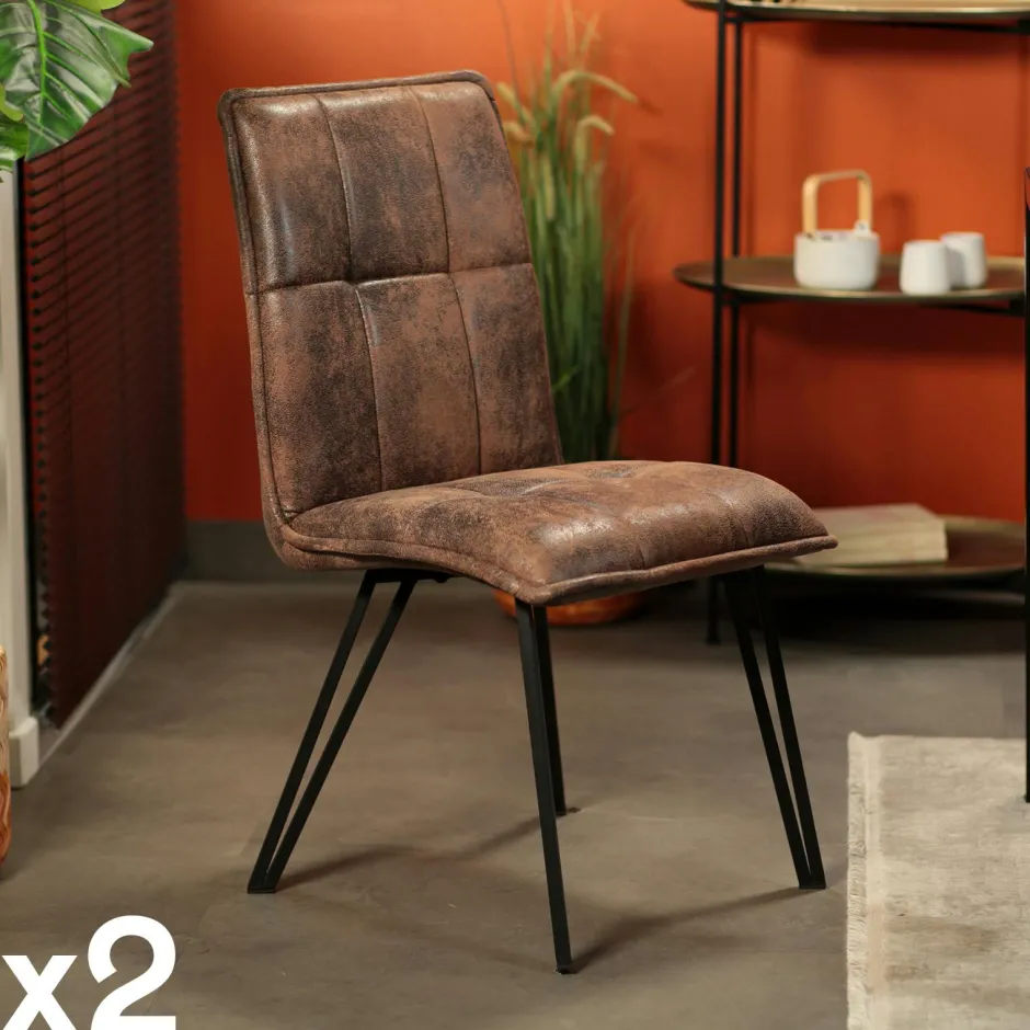 SAVONE Chaises Contemporaines|Meubles De Cuisine·Chaises|Fauteuil de table noir vintage (lot de 2)