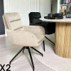PALERME Meubles De Cuisine·Chaises|Chaises Avec Accoudoirs|Fauteuil de table pivotant en velours taupe (lot de 2)