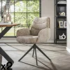 TAJ Fauteuils En Tissu|Fauteuil de table pivotant en velours beige (lot de 2)
