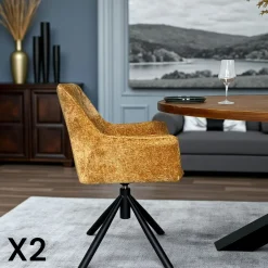 IENA Meubles De Cuisine·Chaises|Chaises Avec Accoudoirs|Fauteuil de table pivotant tissu vert (lot de 2)