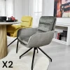 PALERME Meubles De Cuisine·Chaises|Chaises Avec Accoudoirs|Fauteuil de table pivotant en velours gris (lot de 2)
