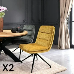 PALERME Meubles De Cuisine·Chaises|Chaises Avec Accoudoirs|Fauteuil de table pivotant en velours gris (lot de 2)