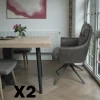 LOMBARDIE Meubles De Cuisine·Chaises|Chaises Contemporaines|Fauteuil de table pivotant gris foncé à poignée (lot de 2)