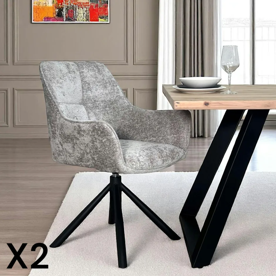 IENA Meubles De Cuisine·Chaises|Chaises Avec Accoudoirs|Fauteuil de table pivotant tissu moutarde (lot de 2)