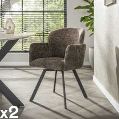 CREEK Meubles De Cuisine·Chaises|Meubles De Bureau·Fauteuils De Bureau|Fauteuil de table pivotant beige texturé (lot de 2)