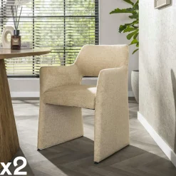 CREEK Meubles De Cuisine·Chaises|Meubles De Bureau·Fauteuils De Bureau|Fauteuil design beige sable à roulettes (lot de 2)