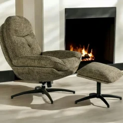 IENA Fauteuils En Tissu|Fauteuil détente rouille pivotant avec repose-pieds