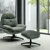 IENA Fauteuils En Tissu|Fauteuil détente vert sapin pivotant avec repose-pieds