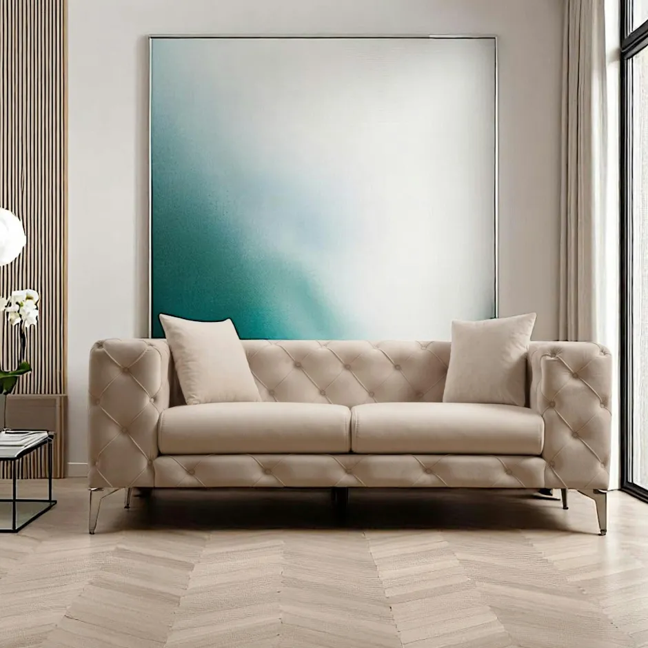 DOVER Fauteuils En Tissu|Fauteuil gris en velours capitonné