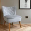 IENA Fauteuils En Tissu|Fauteuil gris tissu chenille - pieds bois, motif croisé