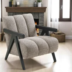 BERLIN Fauteuils En Tissu|Fauteuil marron style moderne en tissu
