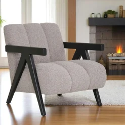 BERLIN Fauteuils En Tissu|Fauteuil marron style moderne en tissu