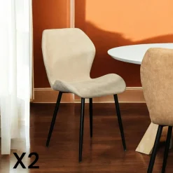 IENA Chaises Velours|Chaises Capitonnées|Fauteuil pivotant bi-matière, couleur moutarde (lot de 2)