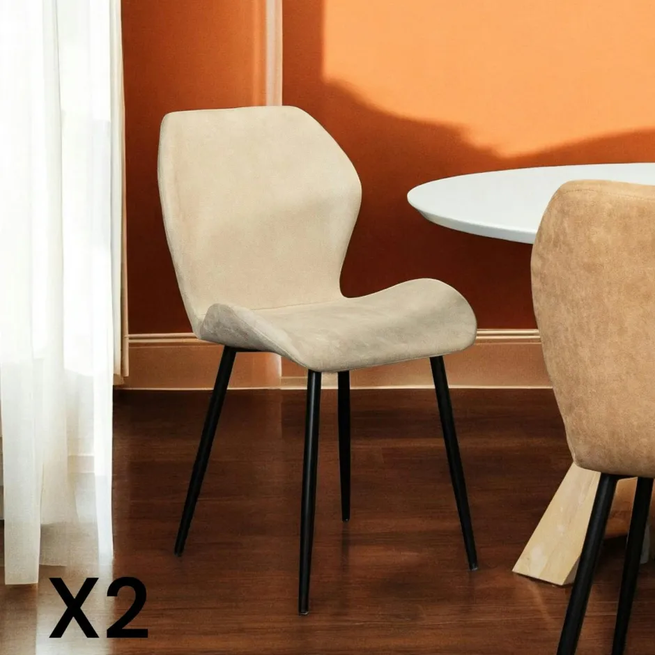 IENA Chaises Velours|Chaises Capitonnées|Fauteuil pivotant bi-matière, couleur moutarde (lot de 2)