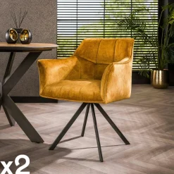 Melbourne Univers Déco·Design Contemporain|Chaises Avec Accoudoirs|Fauteuil pivotant de table en bouclette sable (lot de 2)