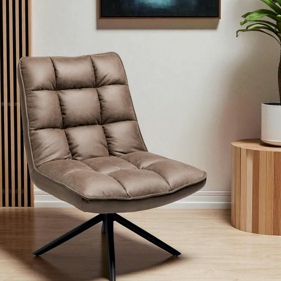 KERALA Fauteuils Vintage|Fauteuil pivotant marron - confort salon