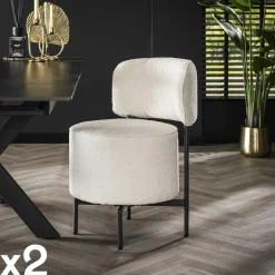 GALWAY Univers Déco·Design Contemporain|Chaises Contemporaines|Fauteuil pivotant rond en bouclette grise (lot de 2)